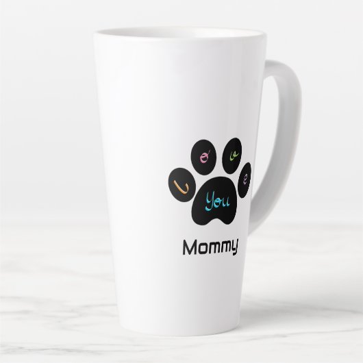 Pet Paw Dog / Cat Love You Mama Latte Mok (Rechterhoek)