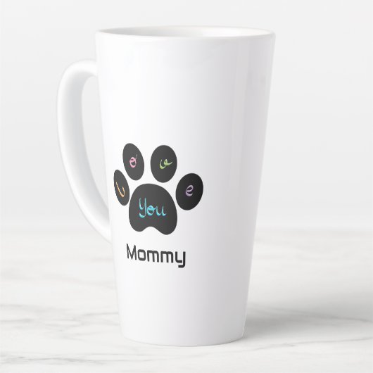 Pet Paw Dog / Cat Love You Mama Latte Mok (Linkerhoek)