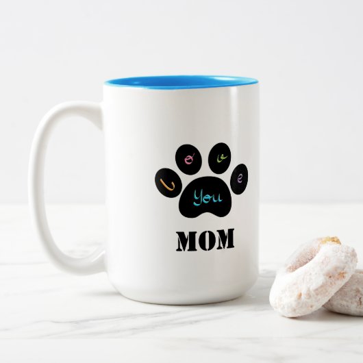 Pet Paw Dog / Cat Love You MOM Coffee Mok (Met donut)