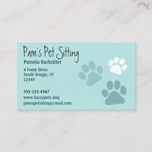 Pet Paw Drukt Dierenvriend Dog Tracks Light Blauwg Visitekaartje (Voorkant)