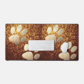 Pet paw gold glitter print op koper glitter bureaumat (Keyboard & Muis)