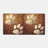 Pet paw gold glitter print op koper glitter bureaumat (Voorkant)
