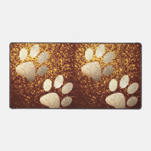 Pet paw gold glitter print op koper glitter bureaumat