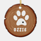 Pet Paw Hart Hout Grafisch Keramisch Ornament (Voorkant)