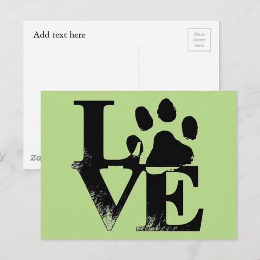 Pet Paw in LOVE Briefkaart (Voorkant / Achterkant)
