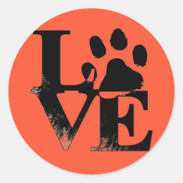 Pet Paw in LOVE Ronde Sticker