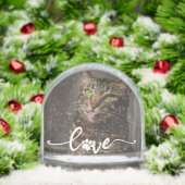 Pet Paw Love | Modern Script Personalized Photo Sneeuwbol (Kerstmis)
