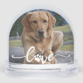 Pet Paw Love | Modern Script Personalized Photo Sneeuwbol (Achterkant)