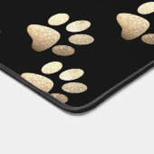 Pet paw ocher glitter print op zwarte achtergrond bureaumat (Hoek)