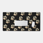 Pet paw ocher glitter print op zwarte achtergrond bureaumat (Keyboard & Muis)