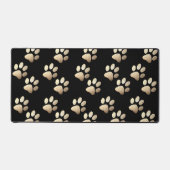 Pet paw ocher glitter print op zwarte achtergrond bureaumat (Voorkant)