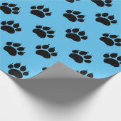 Pet Paw-patroon op blauw omslagpapier Cadeaupapier (Hoek)