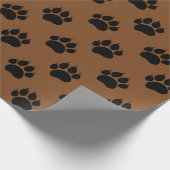 Pet Paw-patroon op bruin omslagpapier Cadeaupapier (Hoek)