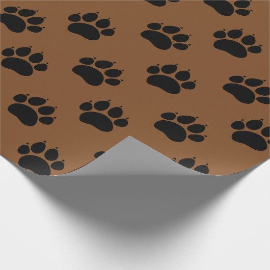 Pet Paw-patroon op bruin omslagpapier Cadeaupapier (Hoek)