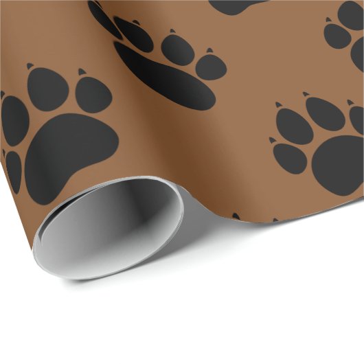 Pet Paw-patroon op bruin omslagpapier Cadeaupapier (Rol Hoek)