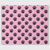 Pet Paw-patroon op roze ompakpapier Cadeaupapier (Vlak)