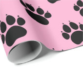 Pet Paw-patroon op roze ompakpapier Cadeaupapier (Rol Hoek)