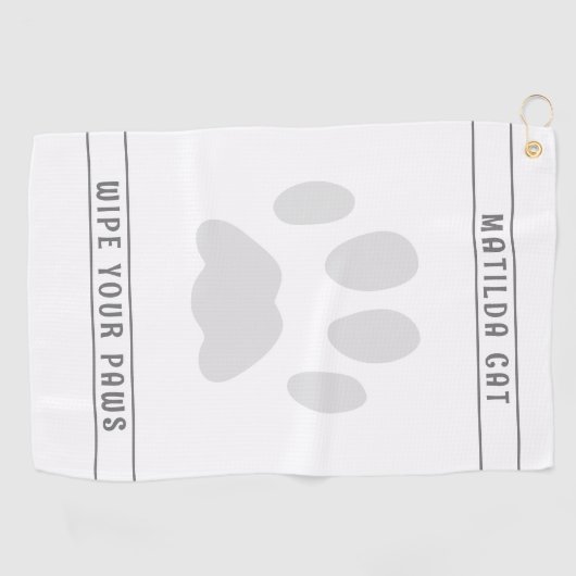 Pet Paw Print Aangepaste witte golfhanddoek (Horizontaal)