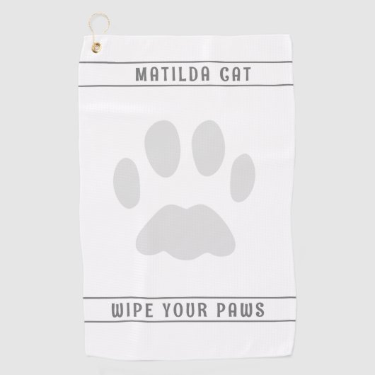 Pet Paw Print Aangepaste witte golfhanddoek (Voorkant)