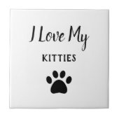Pet Paw Print Cats Black White Tegeltje (Voorkant)