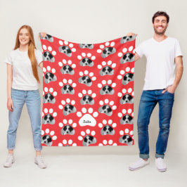 Pet Paw Print Foto afdrukken Fleece Deken