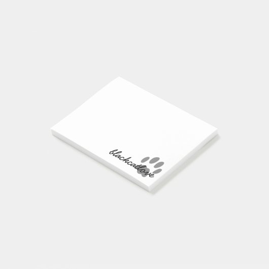 Pet Paw Print Gepersonaliseerde Kat Lover Wit Post-it® Notes (Schuin)