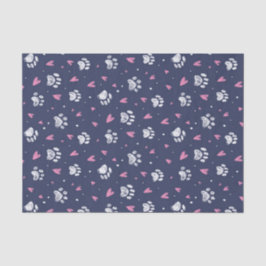 Pet Paw Print Heart Doodle Pattern-Valentijnsdag Tissuepapier