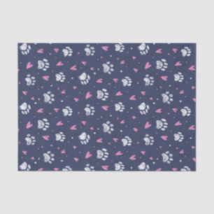 Pet Paw Print Heart Doodle Pattern-Valentijnsdag Tissuepapier