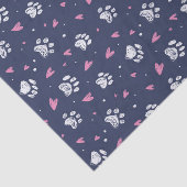 Pet Paw Print Heart Doodle Pattern-Valentijnsdag Tissuepapier (Detail)