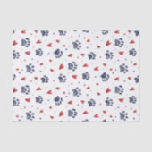 Pet Paw Print Heart Pattern Valentijnsdag Tissuepapier (Voorkant)