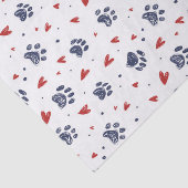 Pet Paw Print Heart Pattern Valentijnsdag Tissuepapier (Detail)