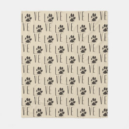 Pet Paw Print Liefde Typografie Patroon Fleece Deken