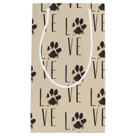 Pet Paw Print Liefde Typografie Patroon Klein Cadeauzakje (Voorkant)