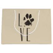 Pet Paw Print Love Typografie Large Cadeautasje (Voorkant)