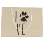 Pet Paw Print Love Typografie Large Cadeautasje (Achterkant)
