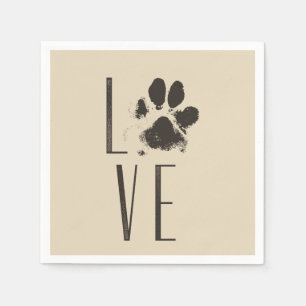 Pet Paw Print Love Typografie Servetten