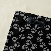 Pet Paw Print Patroon Kat Liefhebber Zwart Strandl Strandlaken (In situ)