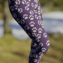 Pet Paw Print Pattern Paarse en grijze Leggings