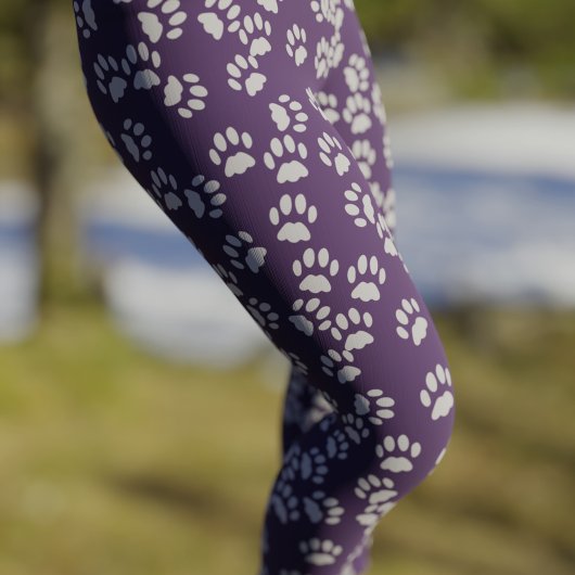 Pet Paw Print Pattern Paarse en grijze Leggings