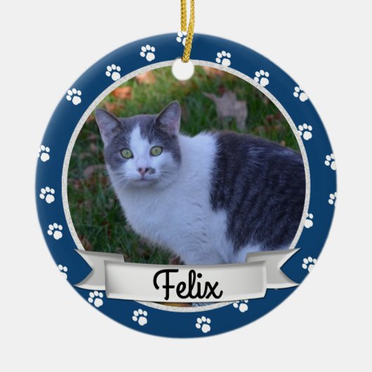 Pet Paw Print Photo Keepomwille Ceramic Ornament (Voorkant)