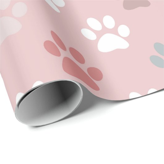 Pet paw print - roze cadeaupapier (Rol Hoek)