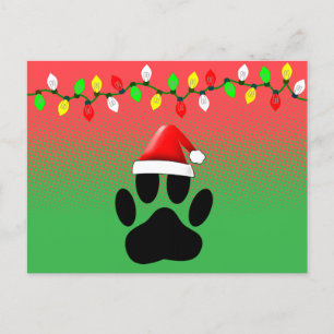 Pet Paw Print Santa Hat Kerstverlichting Feestdagenkaart