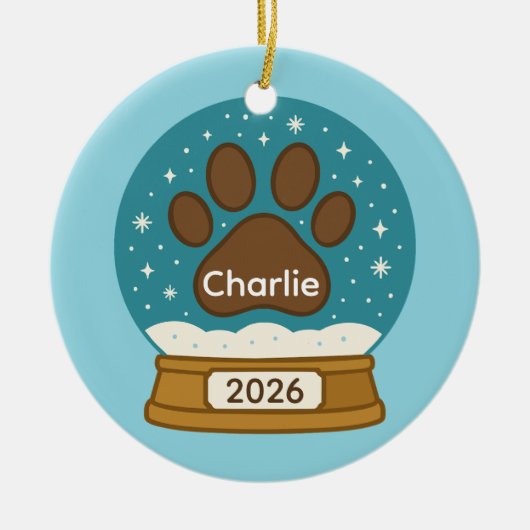  Pet Paw Print Sneeuw Wereldbol Ornament (Voorkant)
