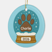  Pet Paw Print Sneeuw Wereldbol Ornament (Links)