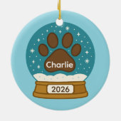  Pet Paw Print Sneeuw Wereldbol Ornament (Achterkant)