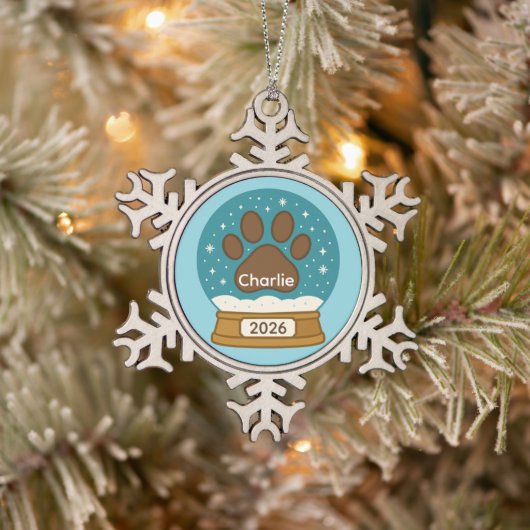  Pet Paw Print Sneeuw Wereldbol Ornament (Boom)