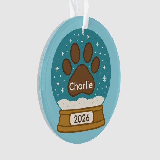  Pet Paw Print Sneeuw Wereldbol Ornament (voorkant)