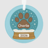  Pet Paw Print Sneeuw Wereldbol Ornament (achterkant)