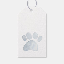 Pet Paw Print Waterverf Art Grijs Plezier Cadeaulabel