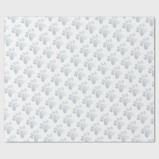 Pet Paw Print Waterverf Art Grijs Plezier Cadeaupapier (Vlak)